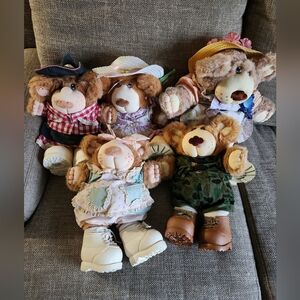 Vintage 1980's Furskins Plush Teddy Bears Lot
